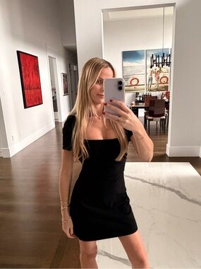 Zara Black Square-Neck Mini Dress